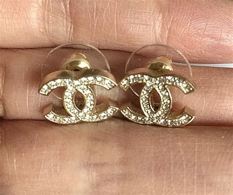 chanel earring studs gold|chanel stud earrings for sale.